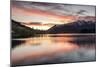 Queenstown and Bob's Peak with red sky at sunrise, Otago, South Island, New Zealand-Ed Rhodes-Mounted Photographic Print