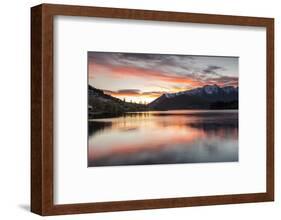 Queenstown and Bob's Peak with red sky at sunrise, Otago, South Island, New Zealand-Ed Rhodes-Framed Photographic Print