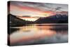Queenstown and Bob's Peak with red sky at sunrise, Otago, South Island, New Zealand-Ed Rhodes-Stretched Canvas
