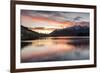 Queenstown and Bob's Peak with red sky at sunrise, Otago, South Island, New Zealand-Ed Rhodes-Framed Photographic Print