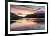 Queenstown and Bob's Peak with red sky at sunrise, Otago, South Island, New Zealand-Ed Rhodes-Framed Photographic Print