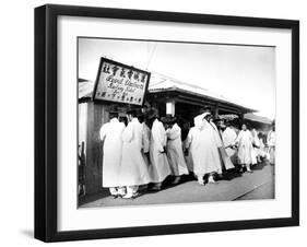 Queing for Railway Tickets, Seoul, Korea, 1900-null-Framed Giclee Print