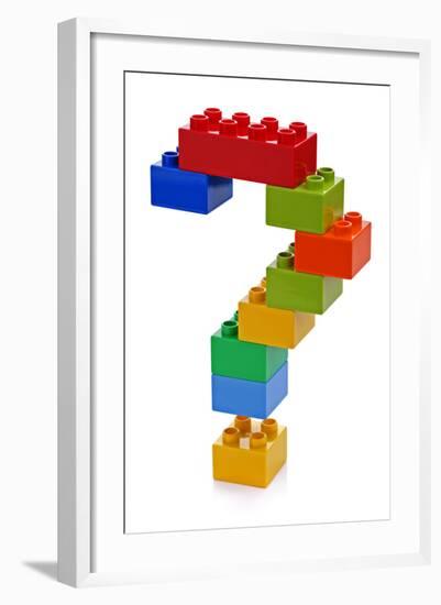 Question Mark Made from Plastic Building Blocks-Flynt-Framed Art Print