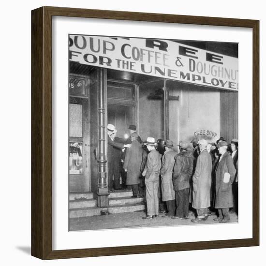 Queue for a Soup Kitchen for the Unemployed in Chicago, C.1933-null-Framed Photographic Print