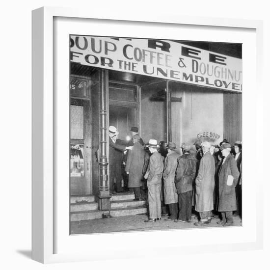 Queue for a Soup Kitchen for the Unemployed in Chicago, C.1933-null-Framed Photographic Print