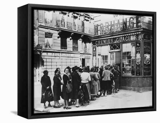 Queue of Women Outside a Dairy Shop, German-Occupied Paris, 28 June 1940-null-Framed Stretched Canvas