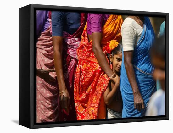 Queue to Receive Relief Materials in Vilunthamavadi Village-null-Framed Stretched Canvas