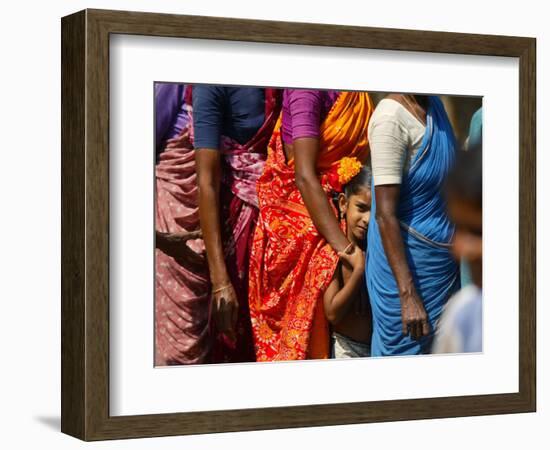 Queue to Receive Relief Materials in Vilunthamavadi Village-null-Framed Photographic Print