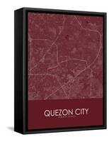 Quezon City, Philippines Red Map-null-Framed Stretched Canvas