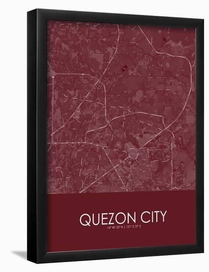 Quezon City, Philippines Red Map-null-Framed Poster