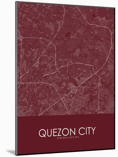 Quezon City, Philippines Red Map-null-Mounted Poster