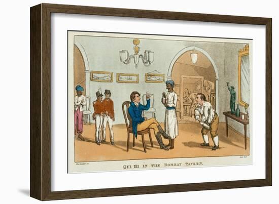 Qui Hi in the Bombay Tavern, from 'The Grand Master, or Adventures of Qui Hi? in Hindostan-Thomas Rowlandson-Framed Giclee Print