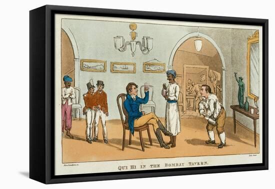 Qui Hi in the Bombay Tavern, from 'The Grand Master, or Adventures of Qui Hi? in Hindostan-Thomas Rowlandson-Framed Stretched Canvas