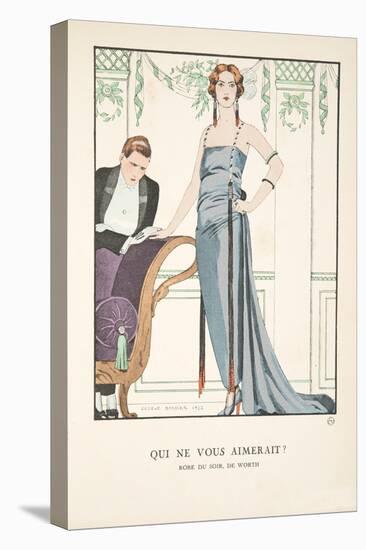 Qui Ne Vous Aimerait?, from a Collection of Fashion Plates, 1922 (Pochoir Print)-Georges Barbier-Stretched Canvas