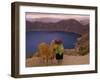 Quichua Indian Child with Llama, Quilatoa Crater Lake, Ecuador-Pete Oxford-Framed Photographic Print