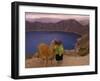 Quichua Indian Child with Llama, Quilatoa Crater Lake, Ecuador-Pete Oxford-Framed Photographic Print