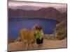 Quichua Indian Child with Llama, Quilatoa Crater Lake, Ecuador-Pete Oxford-Mounted Photographic Print