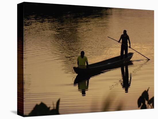 Quichua Indians Poling Dugout Canoe, Amazon Rain Forest, Ecuador-Pete Oxford-Stretched Canvas