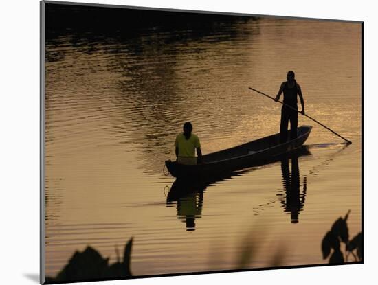 Quichua Indians Poling Dugout Canoe, Amazon Rain Forest, Ecuador-Pete Oxford-Mounted Photographic Print