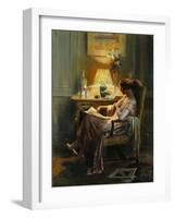 Quiet Moments, (Oil on Canvas)-Delphin Enjolras-Framed Giclee Print