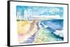 Quiet Morning with Ocean Surf in Miami Beach FL-M. Bleichner-Framed Stretched Canvas