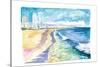 Quiet Morning with Ocean Surf in Miami Beach FL-M. Bleichner-Stretched Canvas