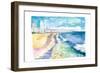 Quiet Morning with Ocean Surf in Miami Beach FL-M. Bleichner-Framed Art Print