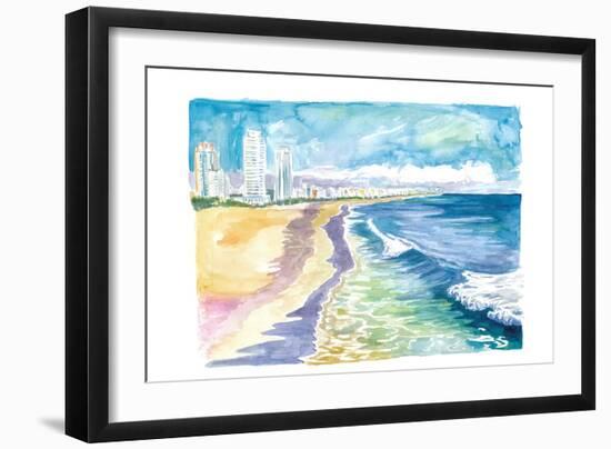 Quiet Morning with Ocean Surf in Miami Beach FL-M. Bleichner-Framed Art Print