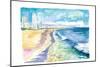 Quiet Morning with Ocean Surf in Miami Beach FL-M. Bleichner-Mounted Art Print