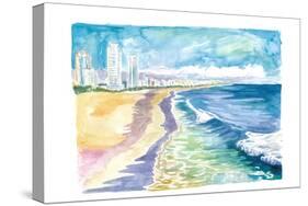 Quiet Morning with Ocean Surf in Miami Beach FL-M. Bleichner-Stretched Canvas