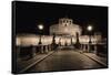 Quiet Night at Castle Sant Angelo, Rome, Italy-George Oze-Framed Stretched Canvas