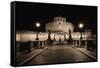 Quiet Night at Castle Sant Angelo, Rome, Italy-George Oze-Framed Stretched Canvas