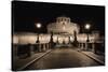 Quiet Night at Castle Sant Angelo, Rome, Italy-George Oze-Stretched Canvas