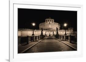 Quiet Night at Castle Sant Angelo, Rome, Italy-George Oze-Framed Photographic Print