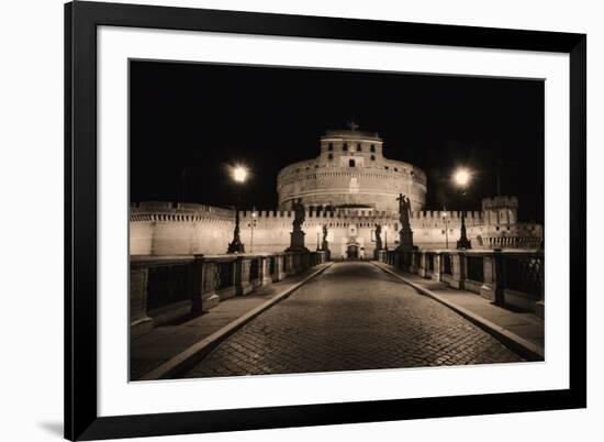 Quiet Night at Castle Sant Angelo, Rome, Italy-George Oze-Framed Photographic Print