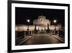 Quiet Night at Castle Sant Angelo, Rome, Italy-George Oze-Framed Photographic Print