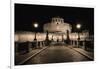 Quiet Night at Castle Sant Angelo, Rome, Italy-George Oze-Framed Photographic Print