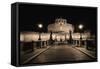 Quiet Night at Castle Sant Angelo, Rome, Italy-George Oze-Framed Stretched Canvas
