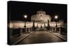 Quiet Night at Castle Sant Angelo, Rome, Italy-George Oze-Stretched Canvas