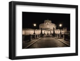 Quiet Night at Castle Sant Angelo, Rome, Italy-George Oze-Framed Photographic Print