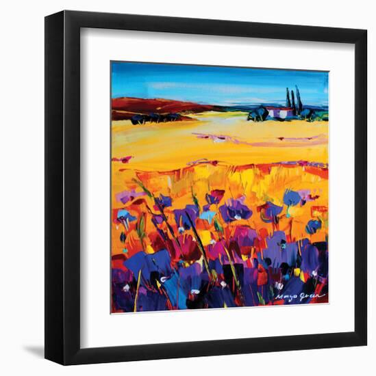 Quiet of the Pasture-Maya Green-Framed Art Print