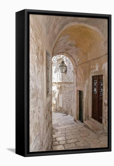 Quiet Passageway - Kotor, Montenegro-Laura DeNardo-Framed Stretched Canvas