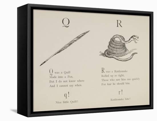 Quill and Rattlesnake From Nonsense Alphabets Drawn and Written by Edward Lear.-Edward Lear-Framed Stretched Canvas