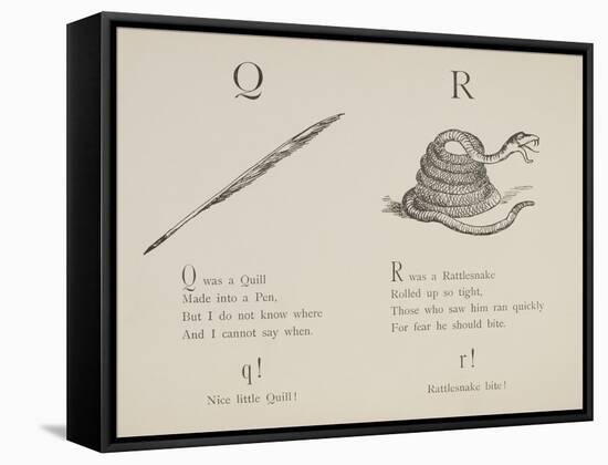 Quill and Rattlesnake From Nonsense Alphabets Drawn and Written by Edward Lear.-Edward Lear-Framed Stretched Canvas