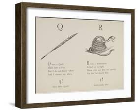 Quill and Rattlesnake From Nonsense Alphabets Drawn and Written by Edward Lear.-Edward Lear-Framed Giclee Print