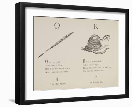 Quill and Rattlesnake From Nonsense Alphabets Drawn and Written by Edward Lear.-Edward Lear-Framed Giclee Print