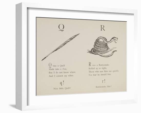 Quill and Rattlesnake From Nonsense Alphabets Drawn and Written by Edward Lear.-Edward Lear-Framed Giclee Print