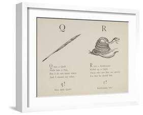 Quill and Rattlesnake From Nonsense Alphabets Drawn and Written by Edward Lear.-Edward Lear-Framed Giclee Print