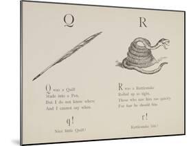 Quill and Rattlesnake From Nonsense Alphabets Drawn and Written by Edward Lear.-Edward Lear-Mounted Giclee Print