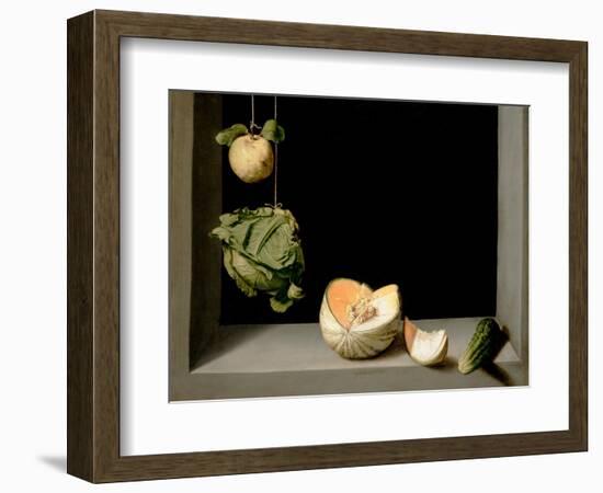 Quince, Cabbage, Melon, and Cucumber, C.1602-Juan Sanchez Cotan-Framed Giclee Print